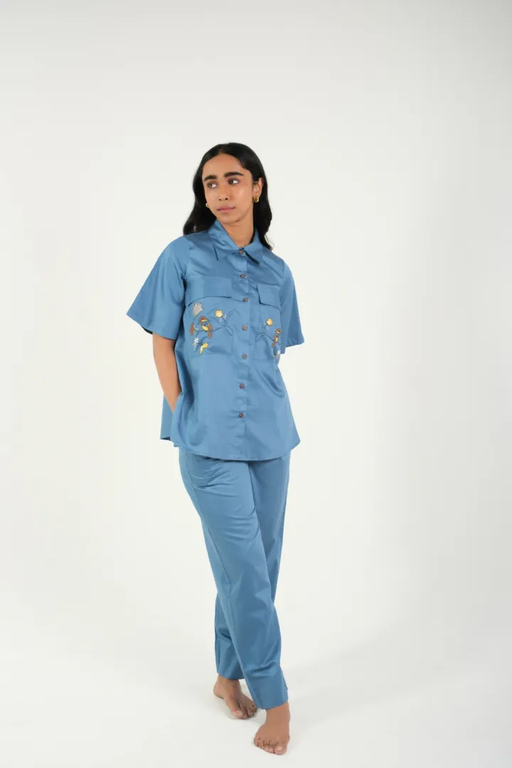 Indigo Bloom  Cotton Co-Ord Set