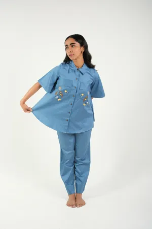 Indigo Bloom  Cotton Co-Ord Set