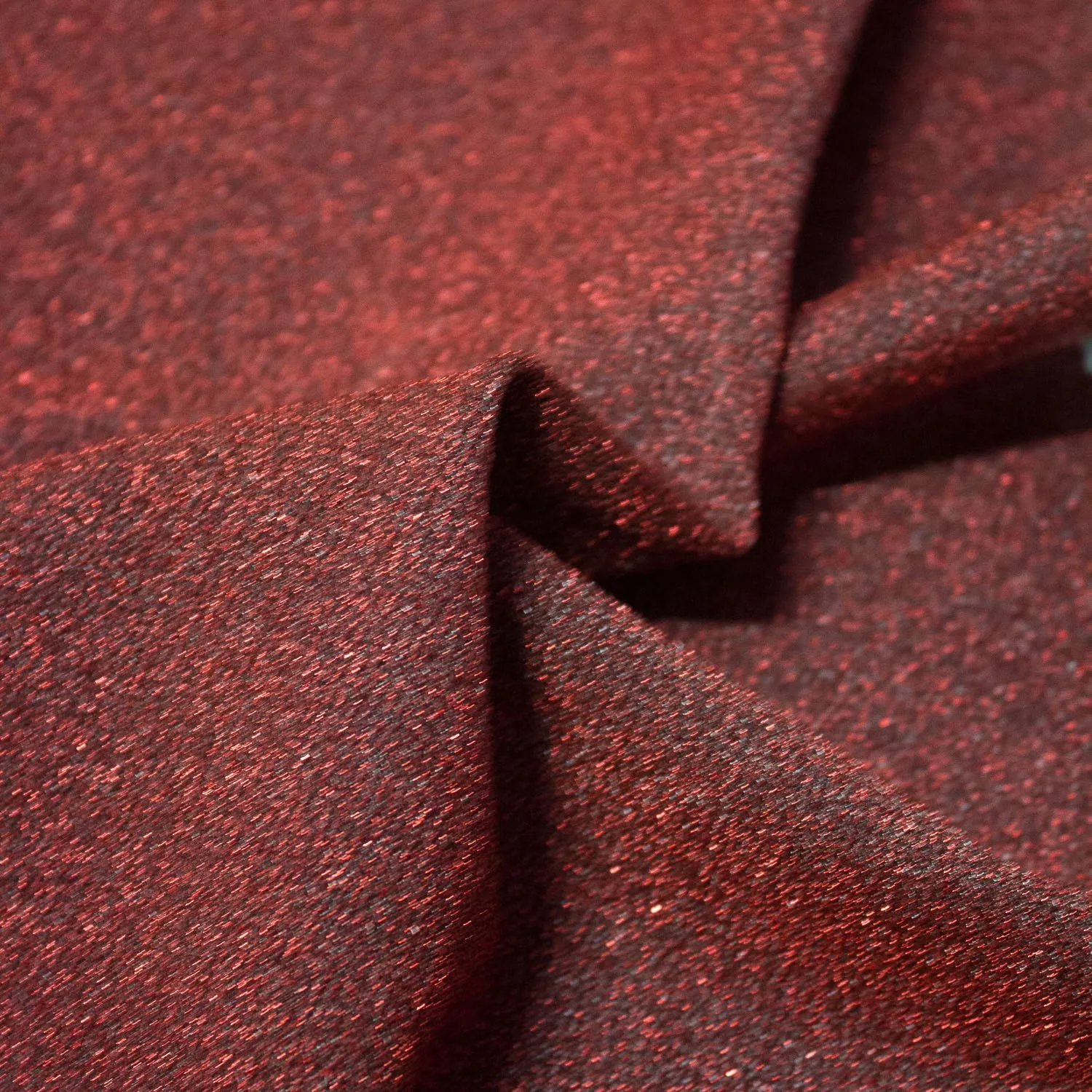 Jentel Warm Red Glittery Polyester Stretch SHOWROOM SAMPLE 34CM X 60CM