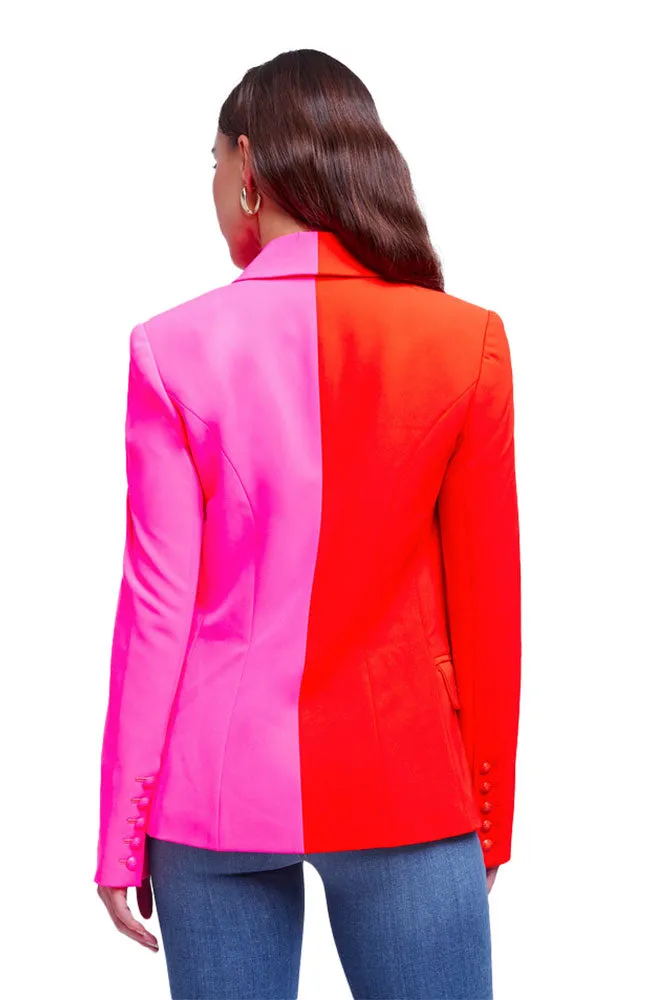 Kenzie Double Breasted Blazer in Cherry Tomato & Rose