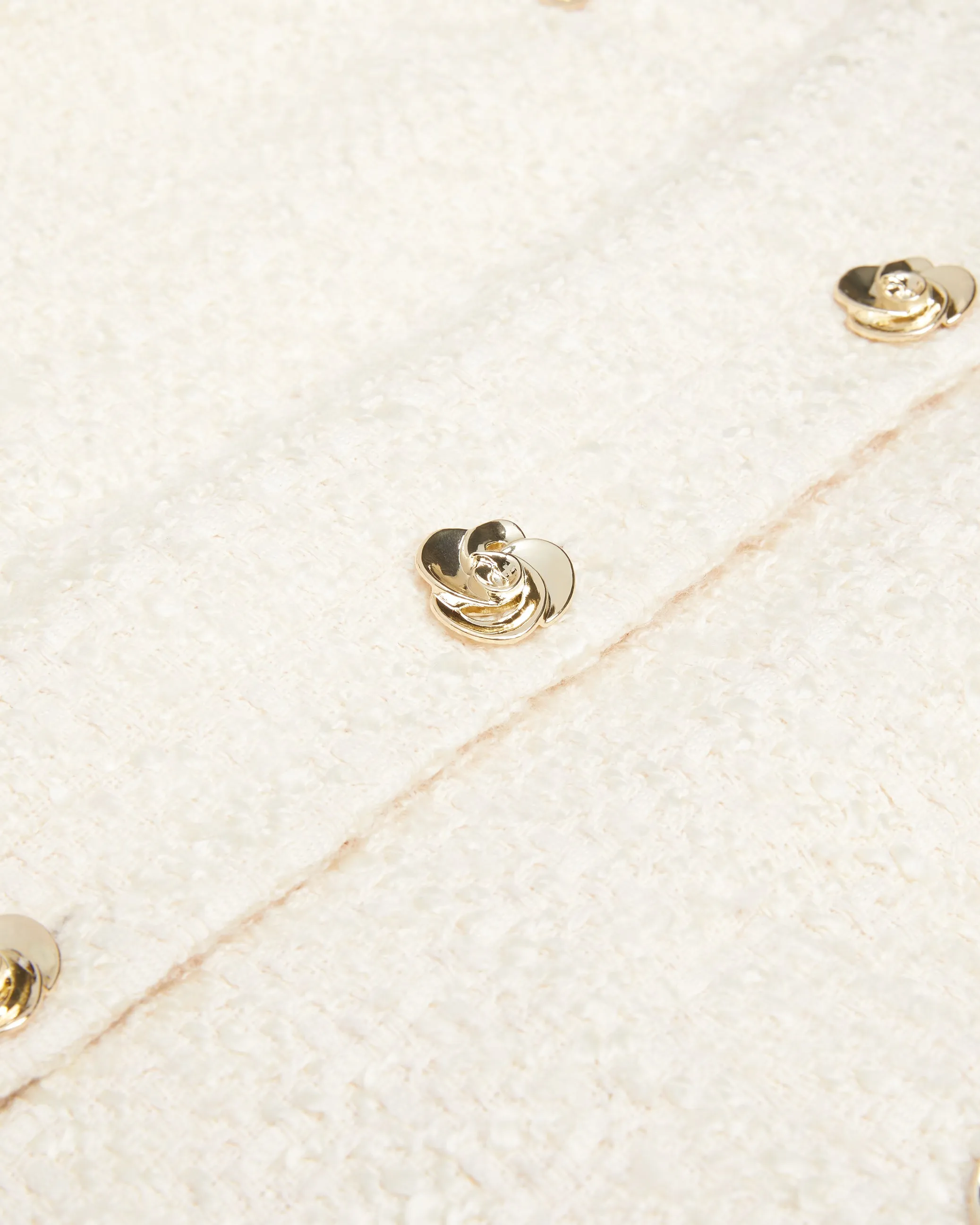 Koma Rose Button Cropped Boucle Tailored J Ivory