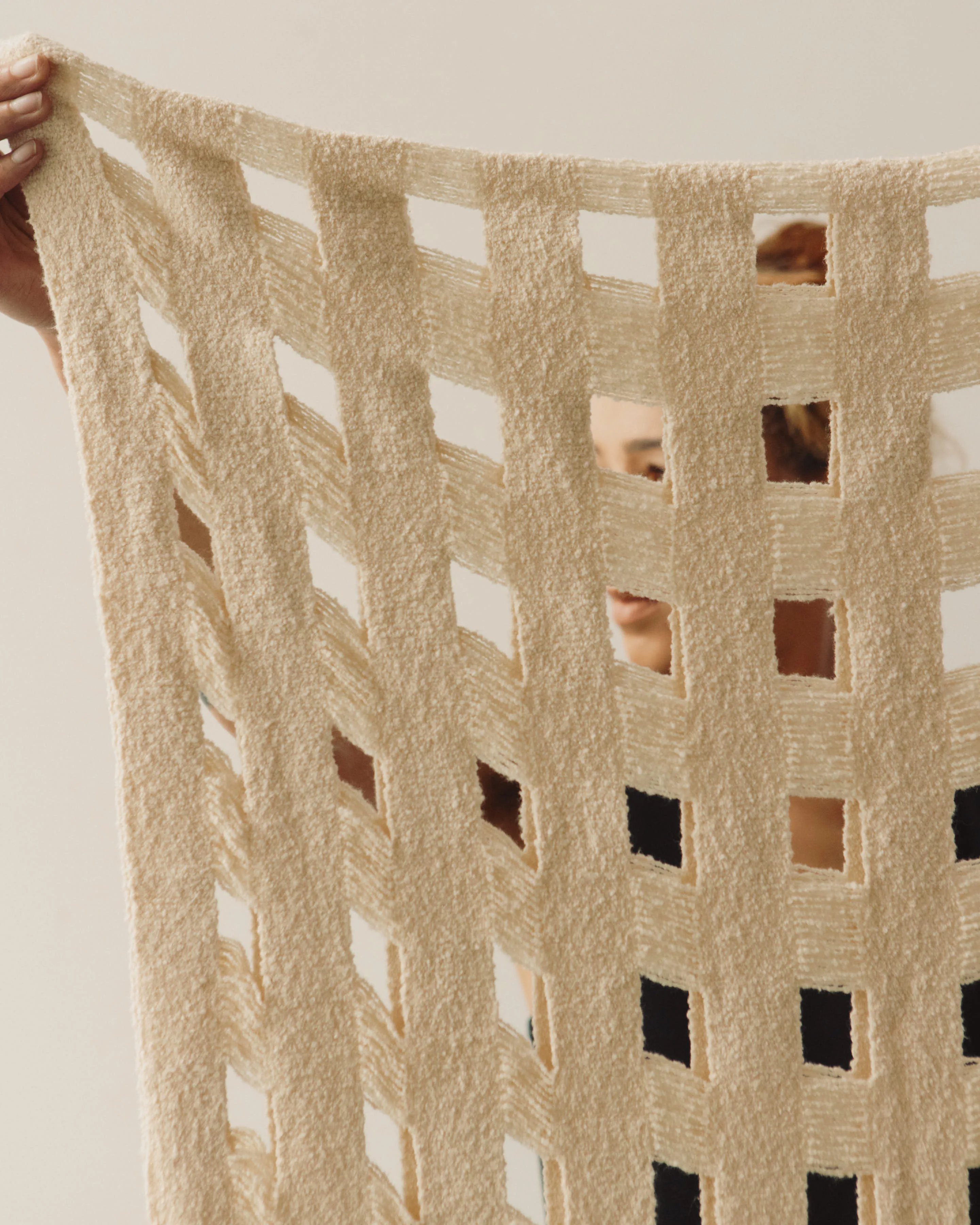 Lauren Manoogian Handwoven Grid Wrap, Natural