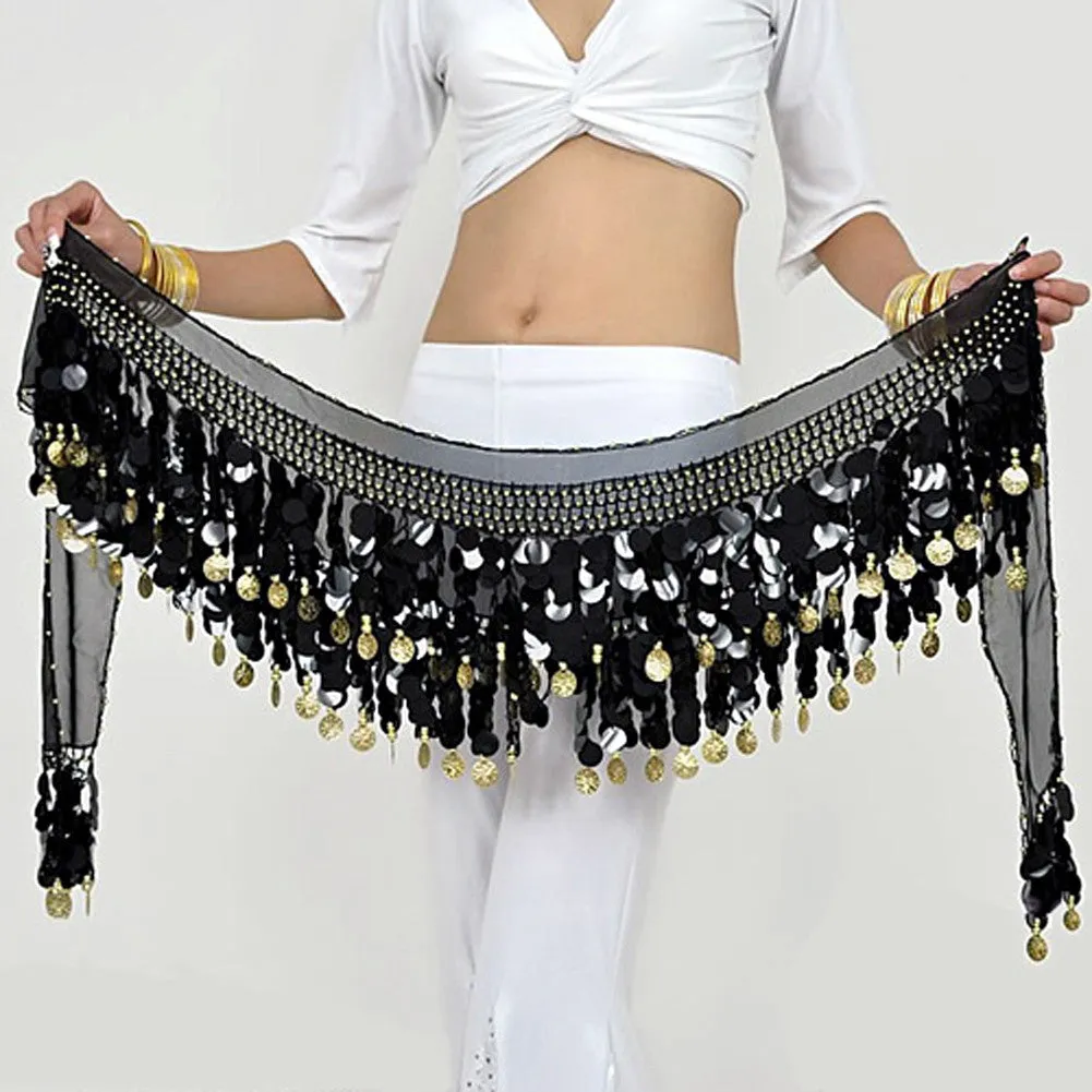 Lot of 100 Tribal Multi and Solid Color Hip Scarf Belly Pallette w/ Silver and Gold Coins