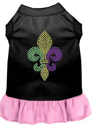 Mardi Gras Fleur De Lis Rhinestone Dress Black With Light Pink Xxl