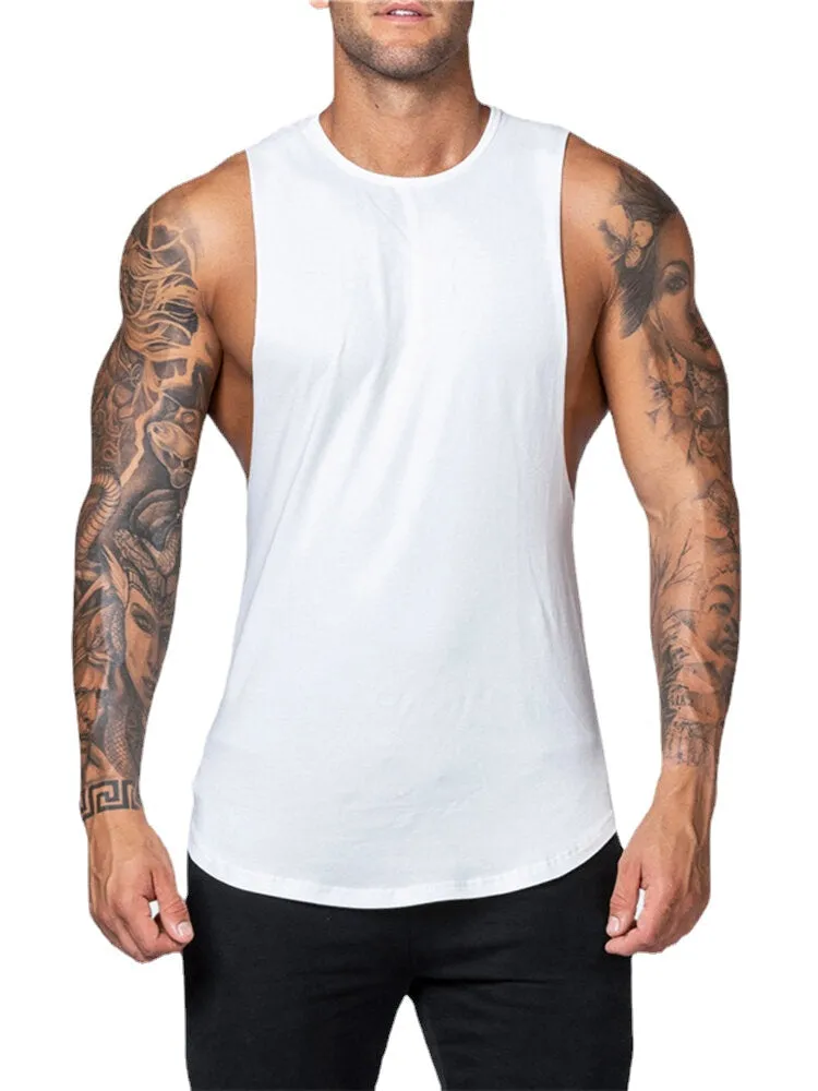 Men's Cotton Breathable Sleeveless Fitness Tank Tops - 5 Solid Colors