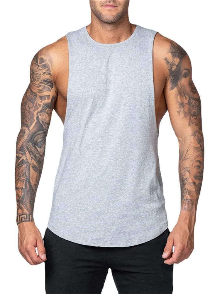 Men's Cotton Breathable Sleeveless Fitness Tank Tops - 5 Solid Colors