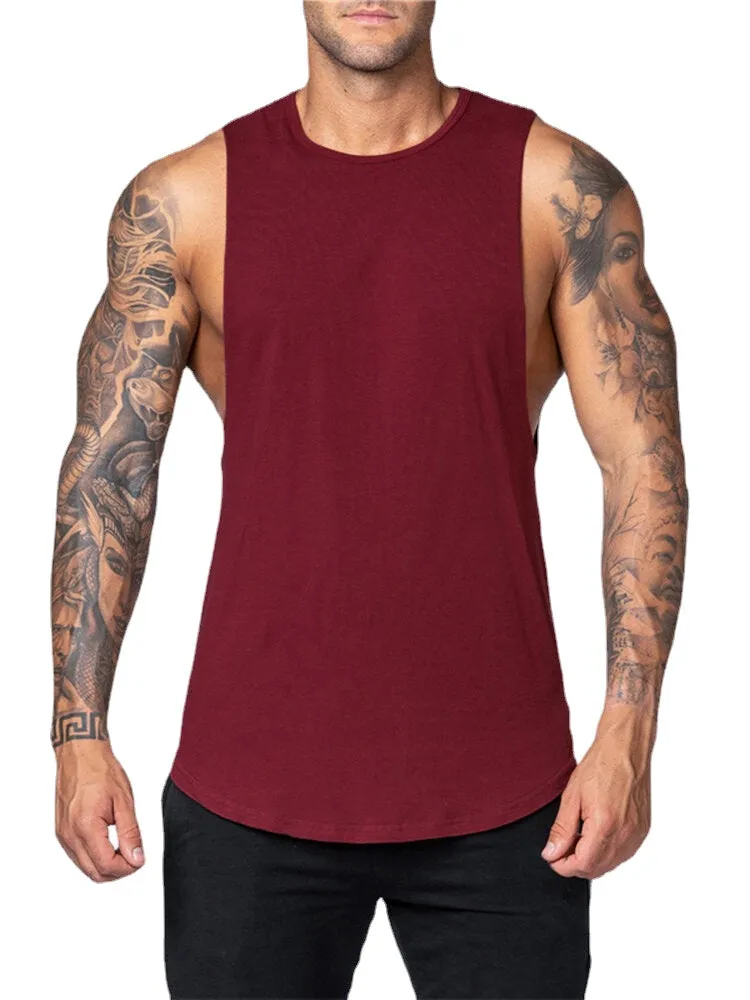 Men's Cotton Breathable Sleeveless Fitness Tank Tops - 5 Solid Colors