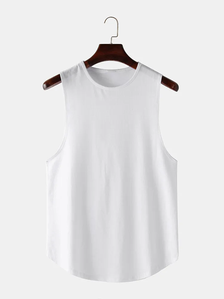 Men's Cotton Breathable Sleeveless Fitness Tank Tops - 5 Solid Colors