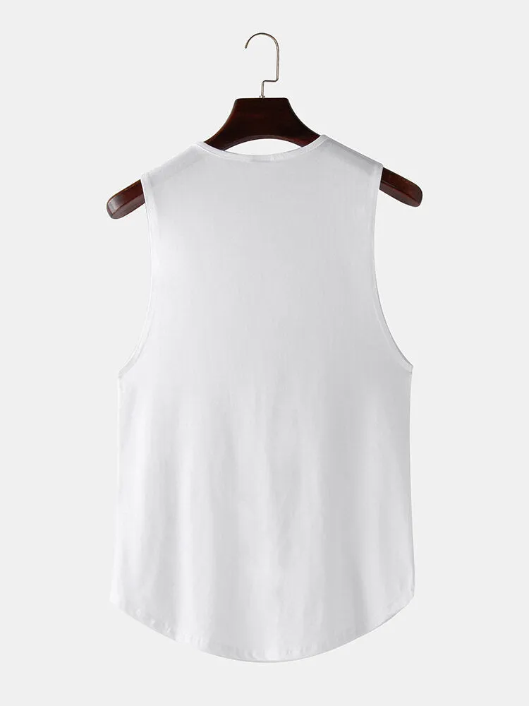 Men's Cotton Breathable Sleeveless Fitness Tank Tops - 5 Solid Colors