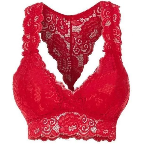 ML Womens Sexy Racerback Lace Bralette Bustier Breathable Crop Top Lace Bra