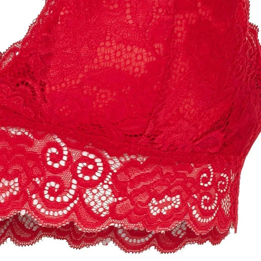 ML Womens Sexy Racerback Lace Bralette Bustier Breathable Crop Top Lace Bra
