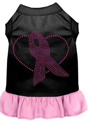 Pink Ribbon Rhinestone Dress Black With Light Pink Med
