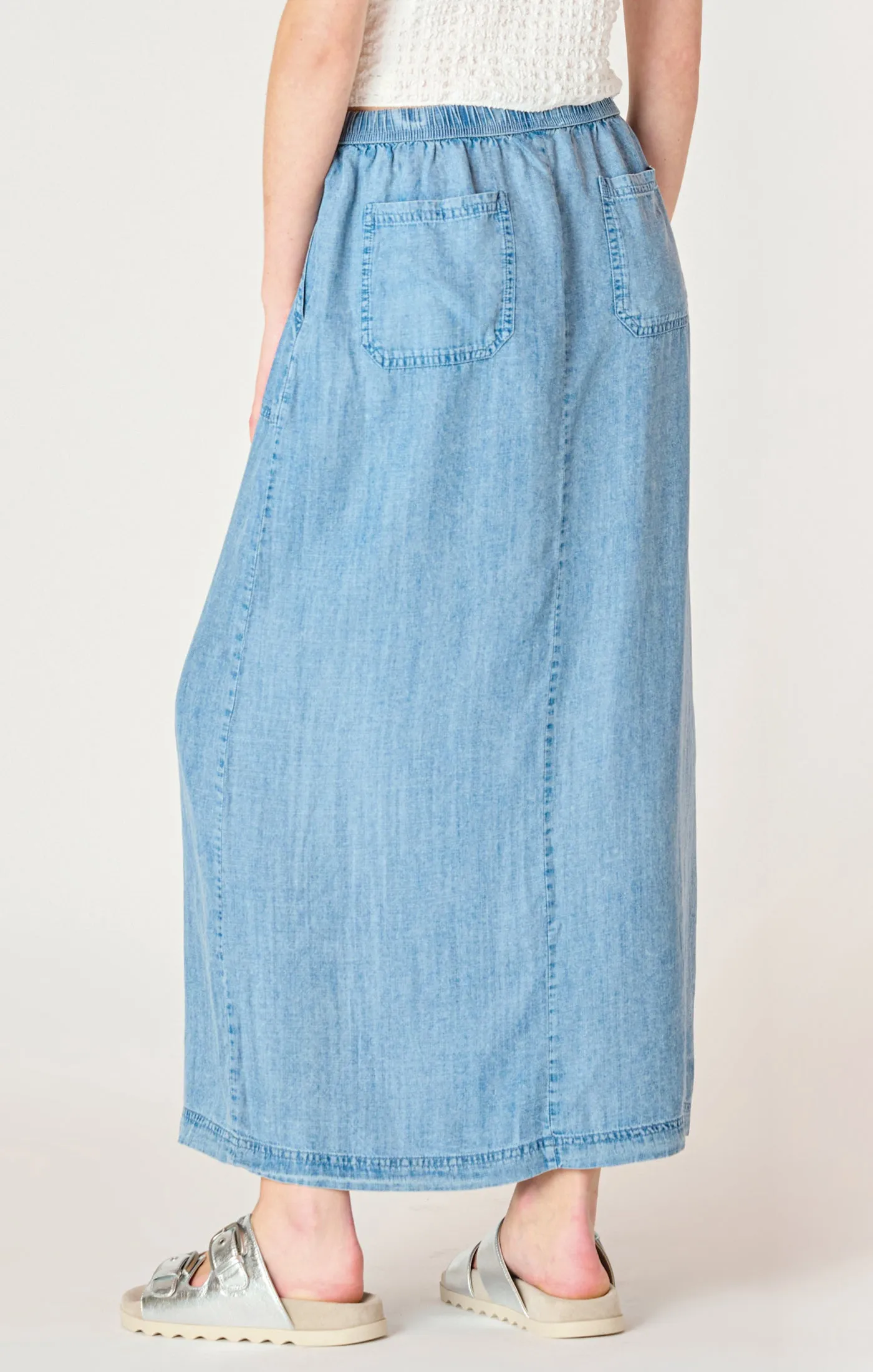 Plus Tencel Maxi Skirt - Medium Blue Wash