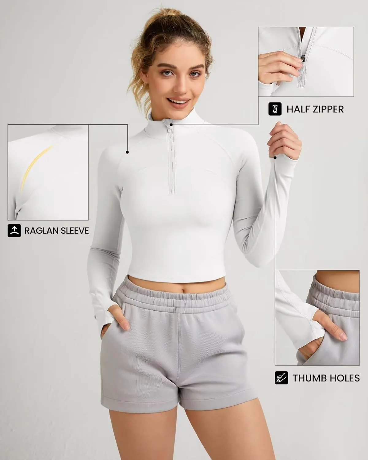 QUEENIEKE Hooded Workout Jacket for Women - Zip Up Athletic Running BBL Jacket Croped Tops with Back Mesh Vent & Thumb Holes
