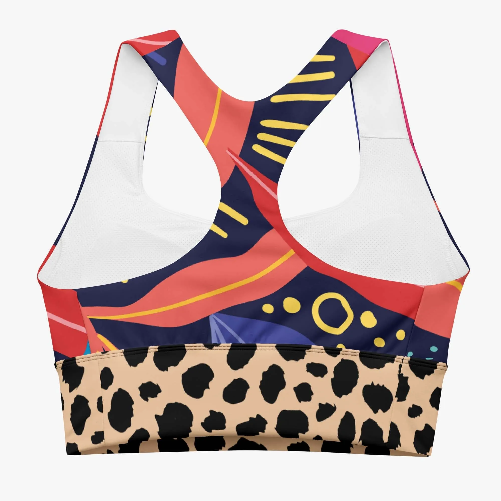 Recycled  High Impact Bra Animal Leaves" Blue/Orange/Green