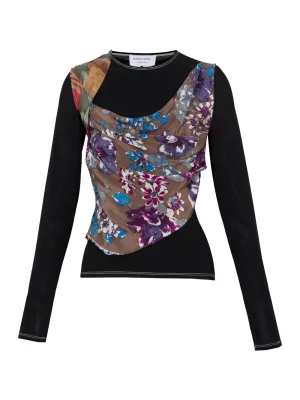 Regenerated Silk Scarves Draped Top (Multicolor)