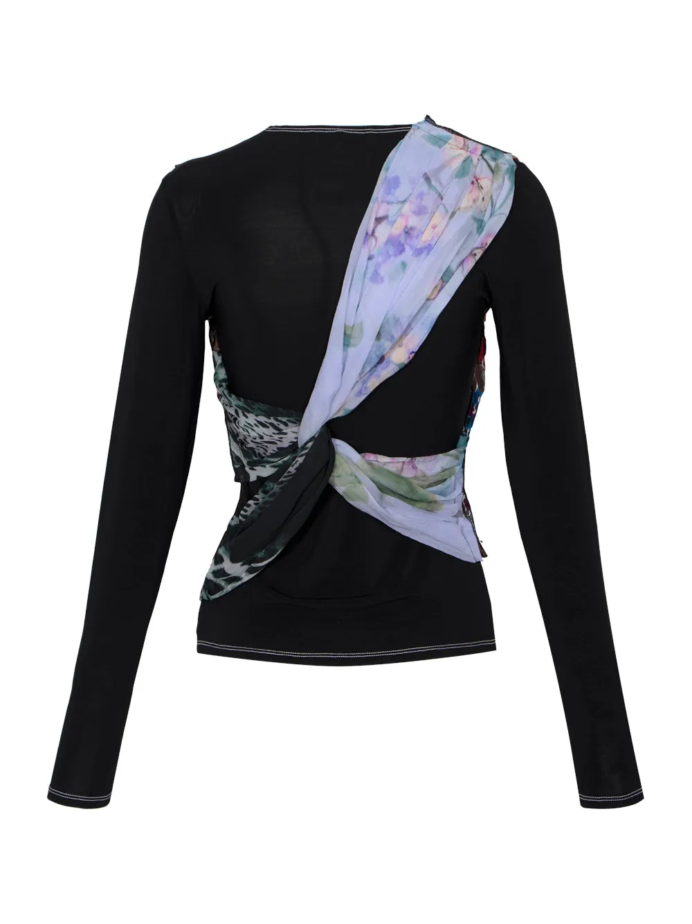 Regenerated Silk Scarves Draped Top (Multicolor)