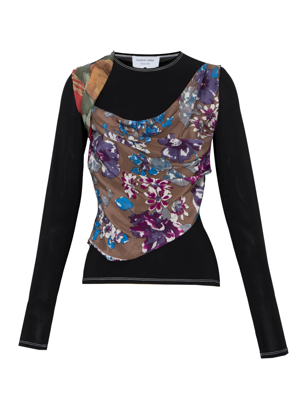 Regenerated Silk Scarves Draped Top (Multicolor)