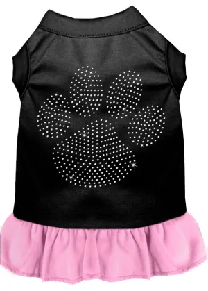 Rhinestone Clear Paw Dress Black With Light Pink Sm
