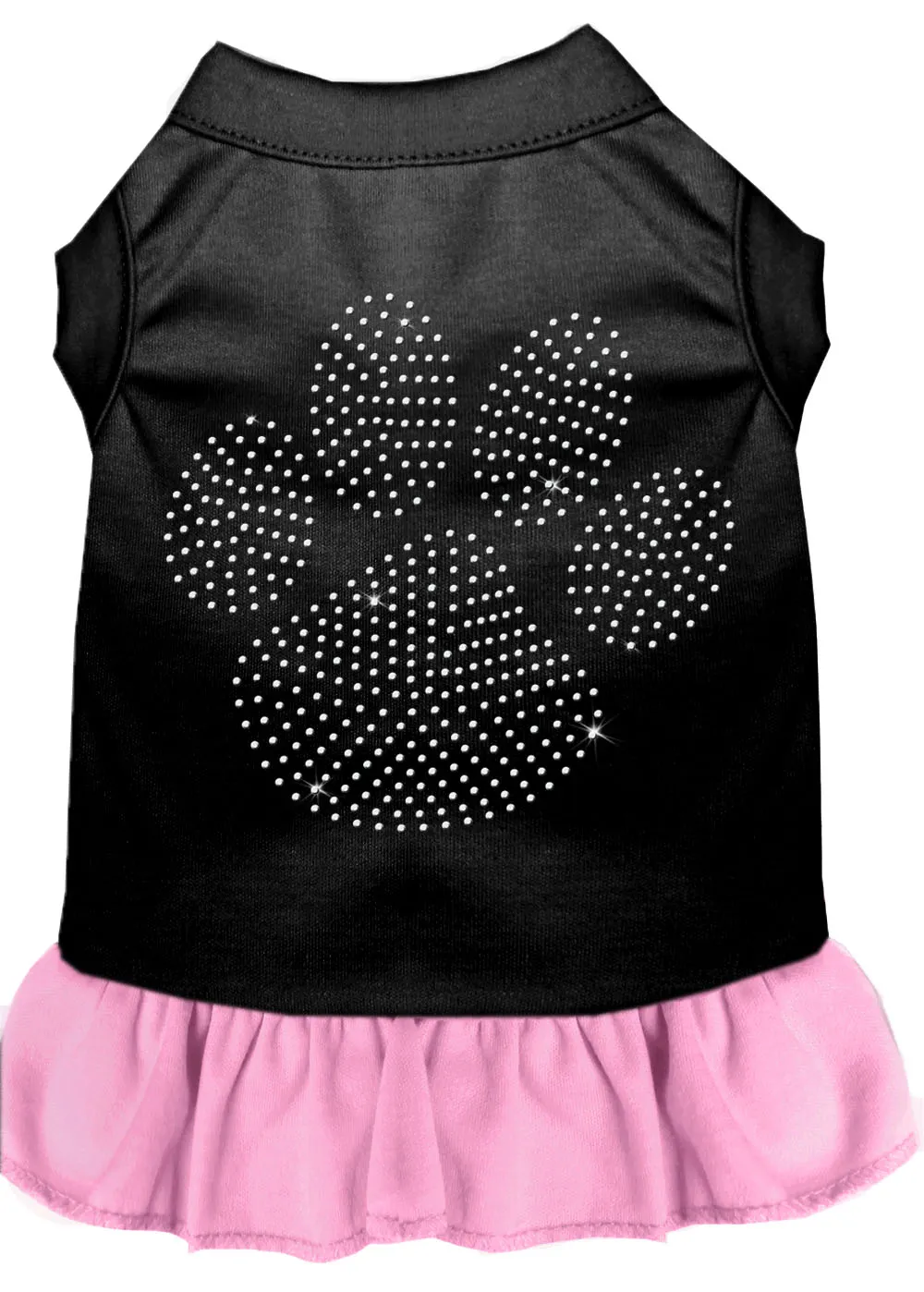 Rhinestone Clear Paw Dress Black With Light Pink Sm