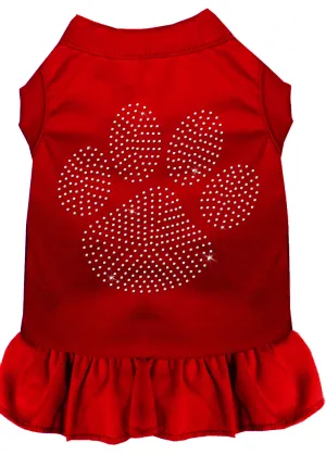 Rhinestone Clear Paw Dress Red 4x