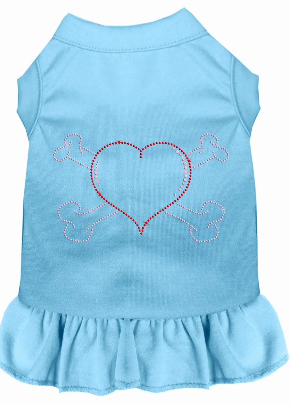 Rhinestone Heart And Crossbones Dress Baby Blue Xxl