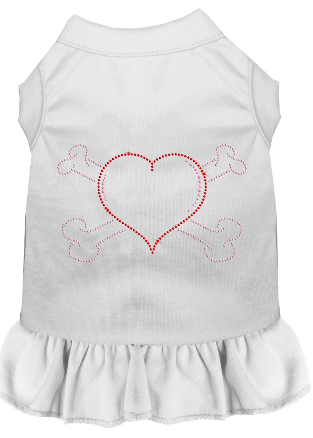 Rhinestone Heart And Crossbones Dress White Xxl