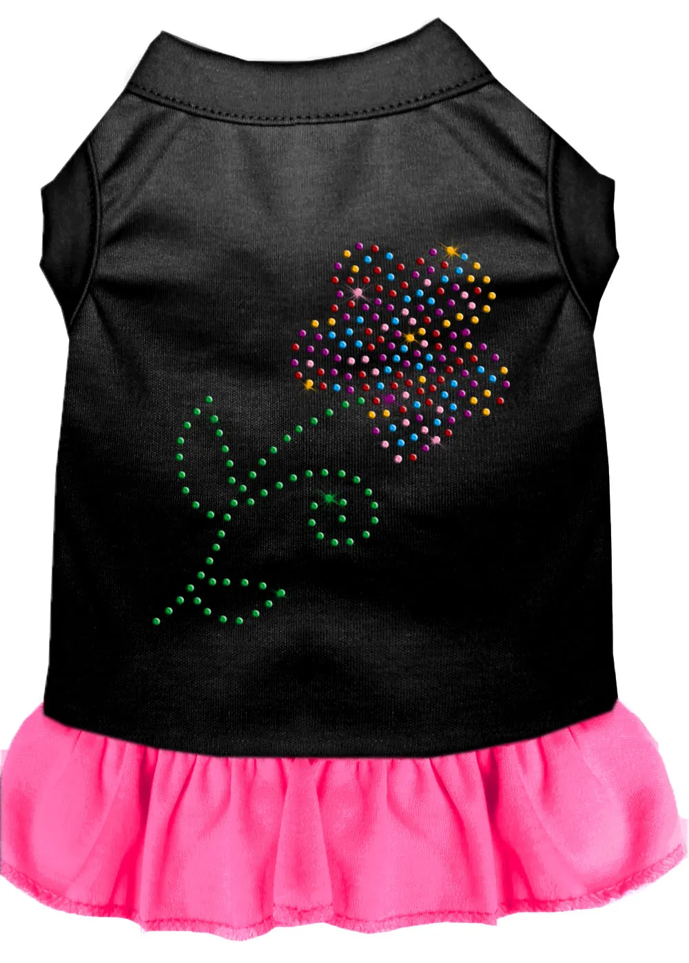 Rhinestone Multi Flower Dress Black With Bright Pink Xxl