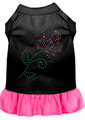 Rhinestone Multi Flower Dress Black With Bright Pink Xxl