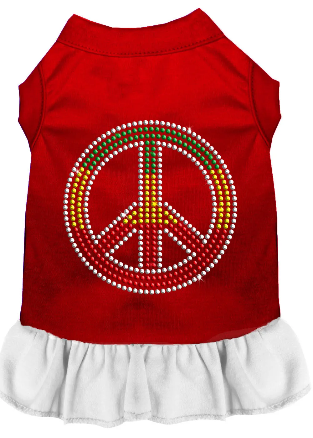 Rhinestone Rasta Peace Dress Red With White Sm