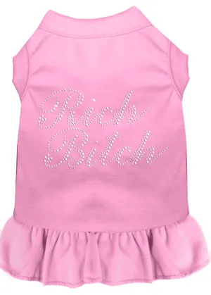 Rhinestone Rich Bitch Dress Light Pink Xs