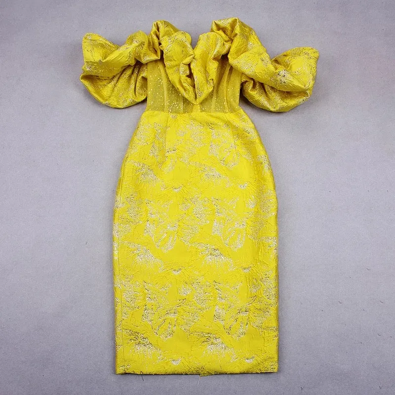 Ruffles Jacquard Elegant Dress