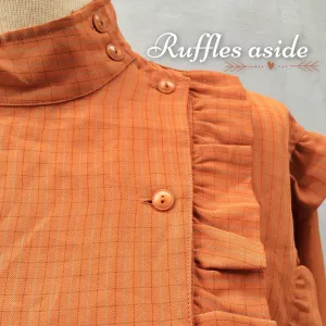 SALE ! |  Ruffles Aside | Rust brown fall colors Japanese Vintage 1960s ruffles double-breasted Blouse