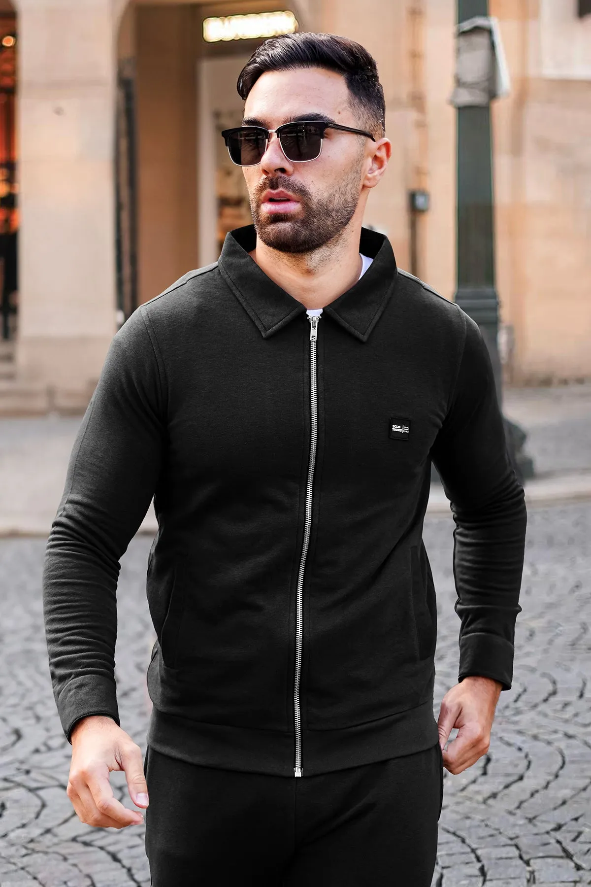 Sclothers Black Zipper Jacket - W23 - MJ0015R