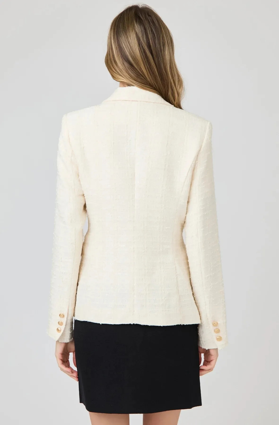 Sequin Tweed Blazer with Gold Buttons