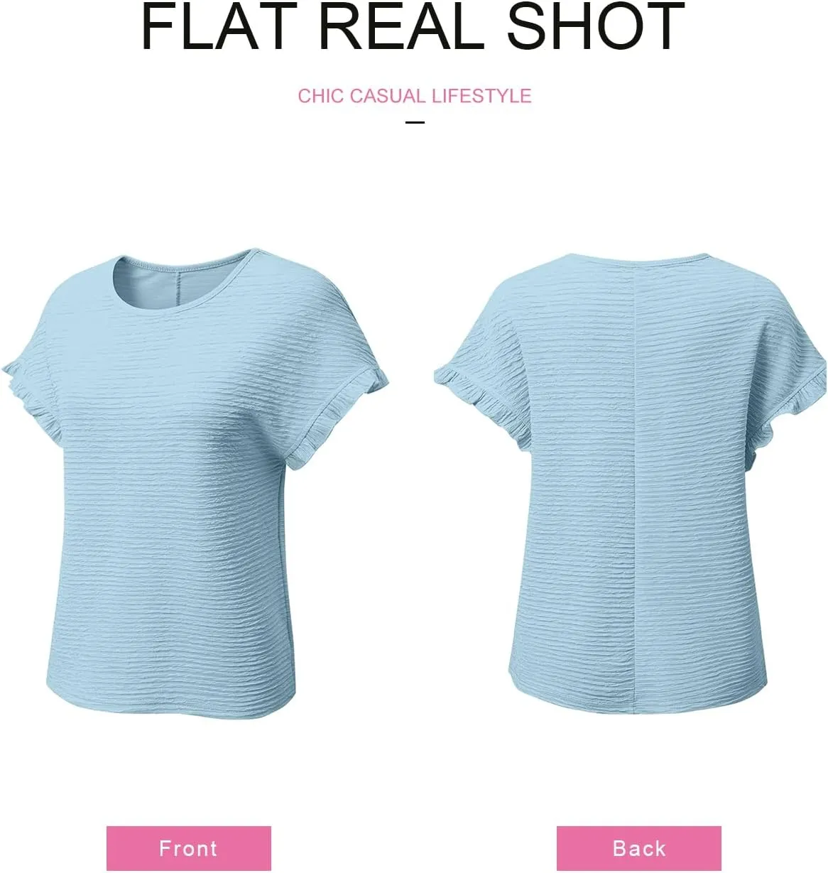 SHEWIN Womens Summer Tops Crewneck Short Sleeve T Shirts Casual Textured Work Shirt Loose Blouses