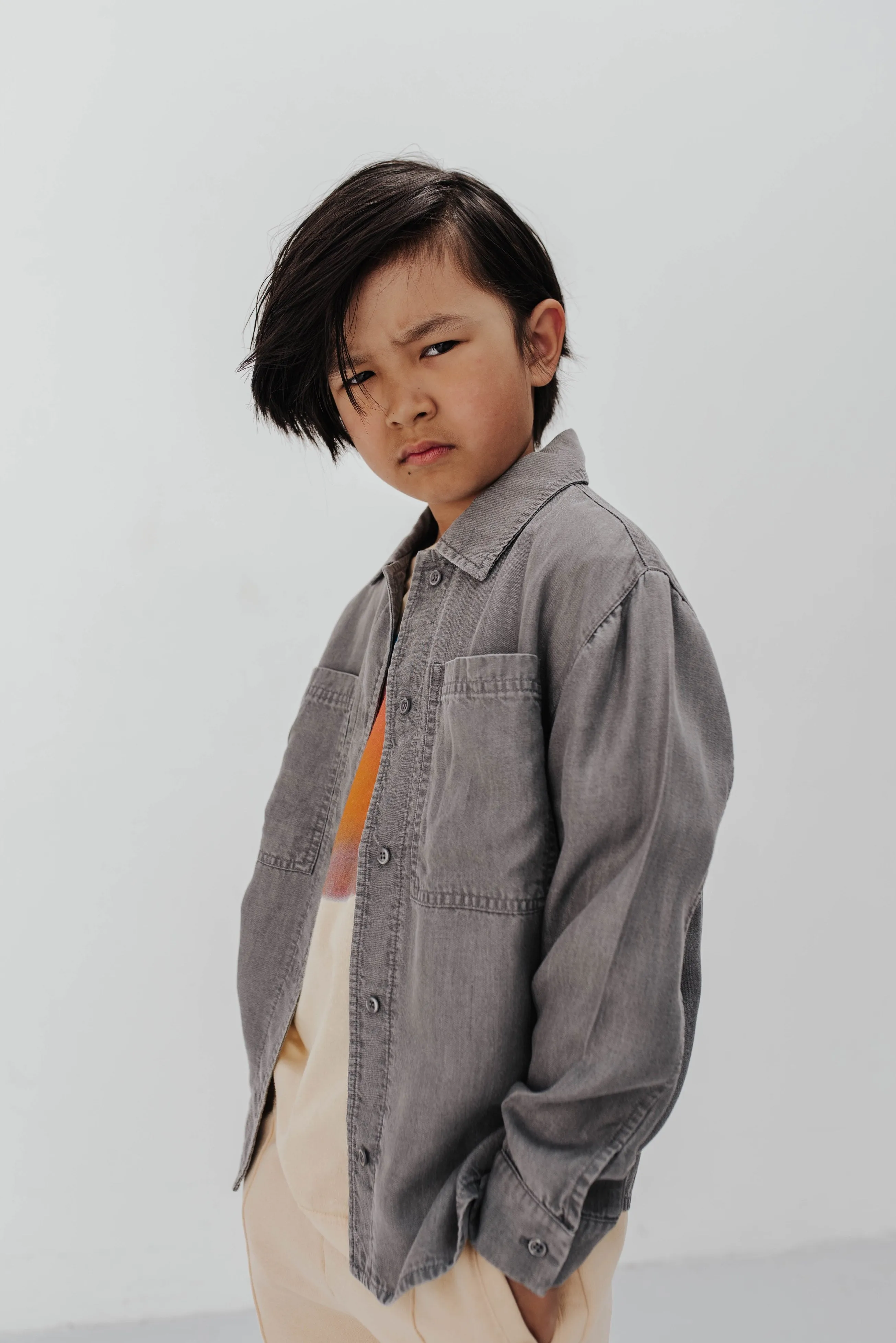 Shirt Classic Washed Warm Grey