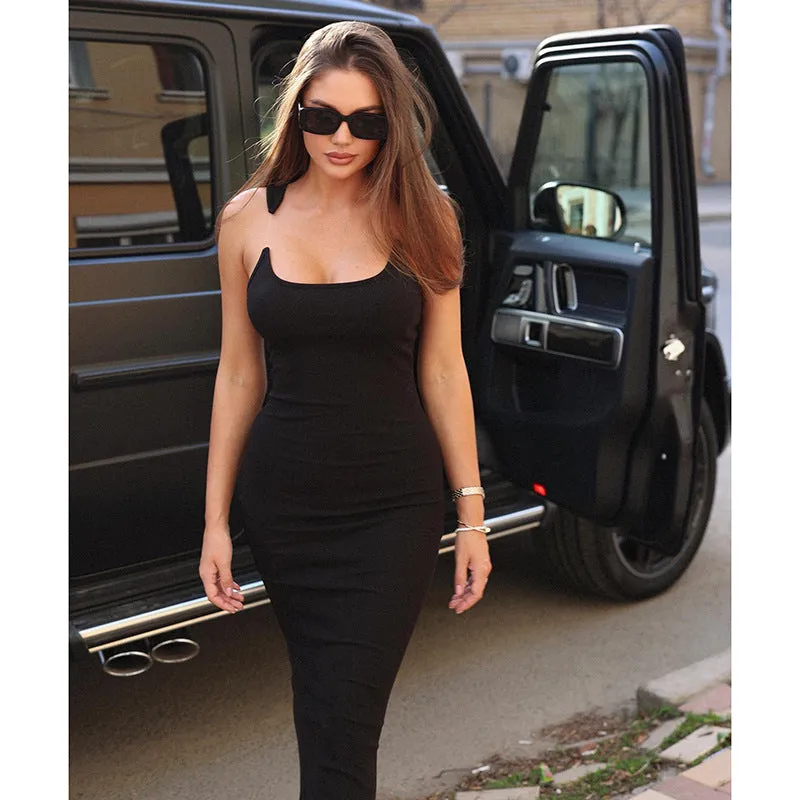 Solid Color Slim Fit Elegant Camisole Dress