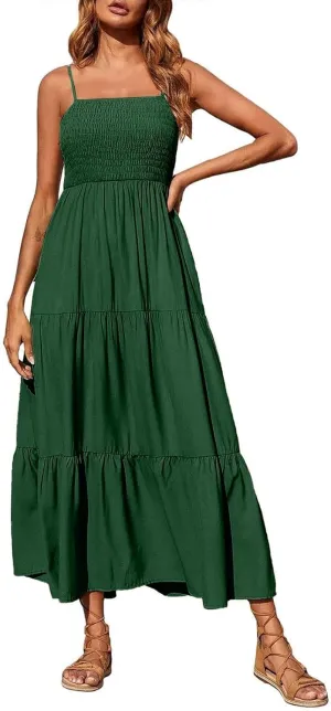 Summer Dresses for Women 2025 Beach Maxi Dress Spaghetti Strap Floral Boho Flowy Long Dress