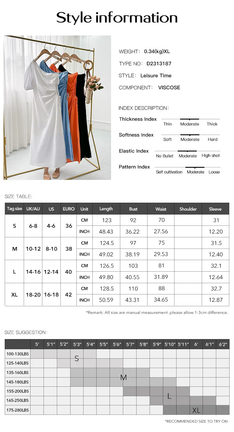 Summer Solid Color Elegant Off-shoulder Dress