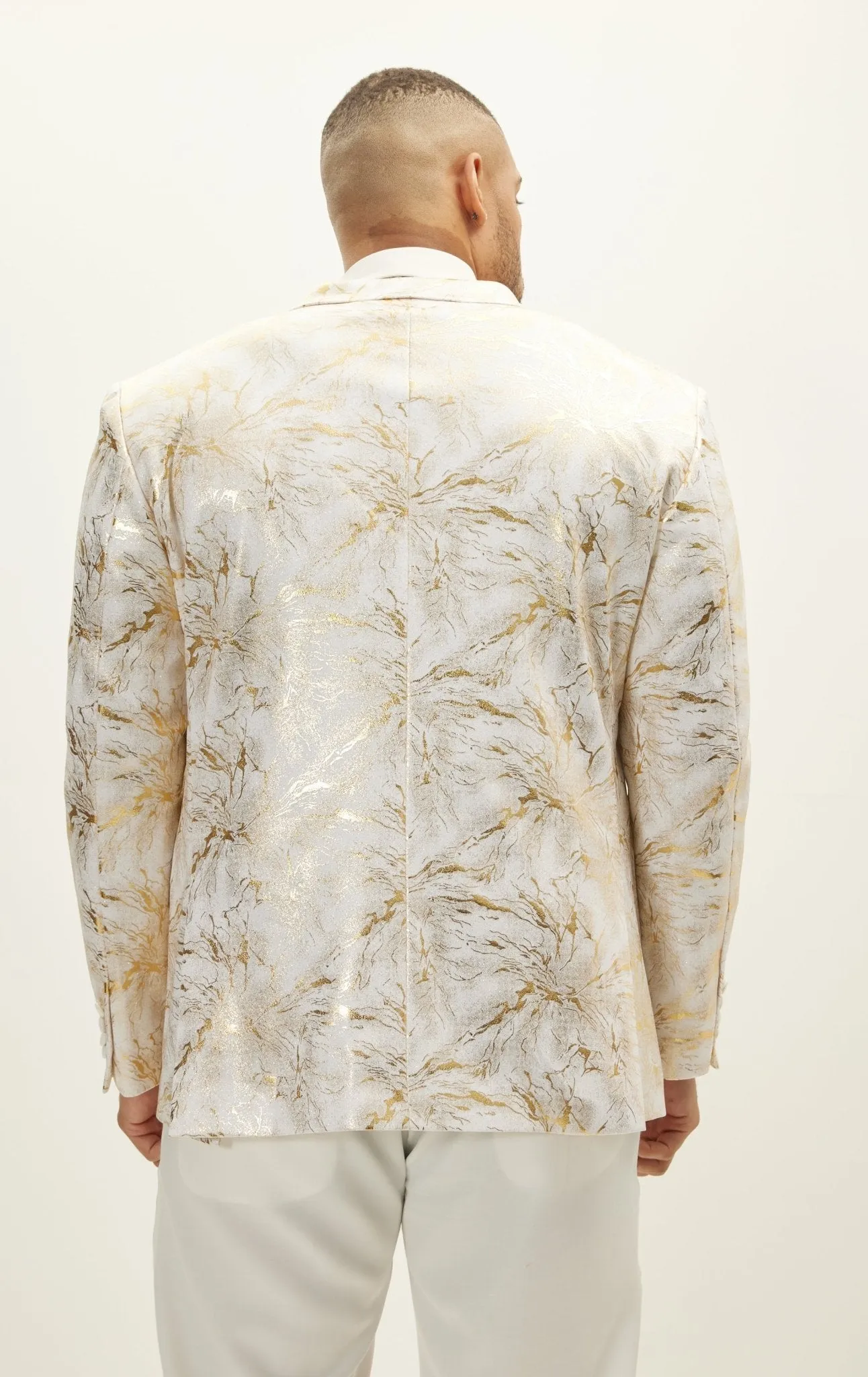 The Wet Look Electric Tuxedo Jacket - White Gold