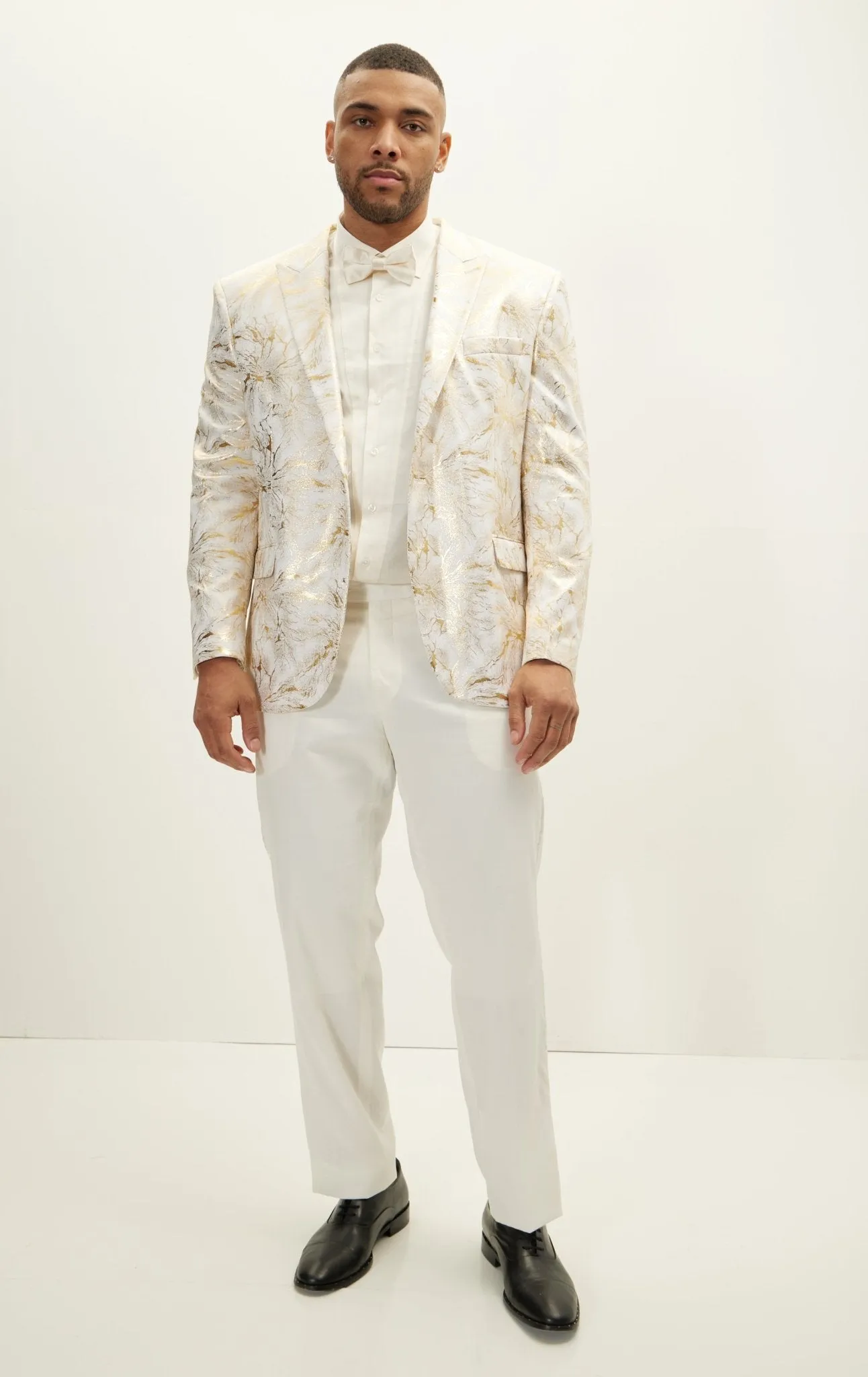 The Wet Look Electric Tuxedo Jacket - White Gold