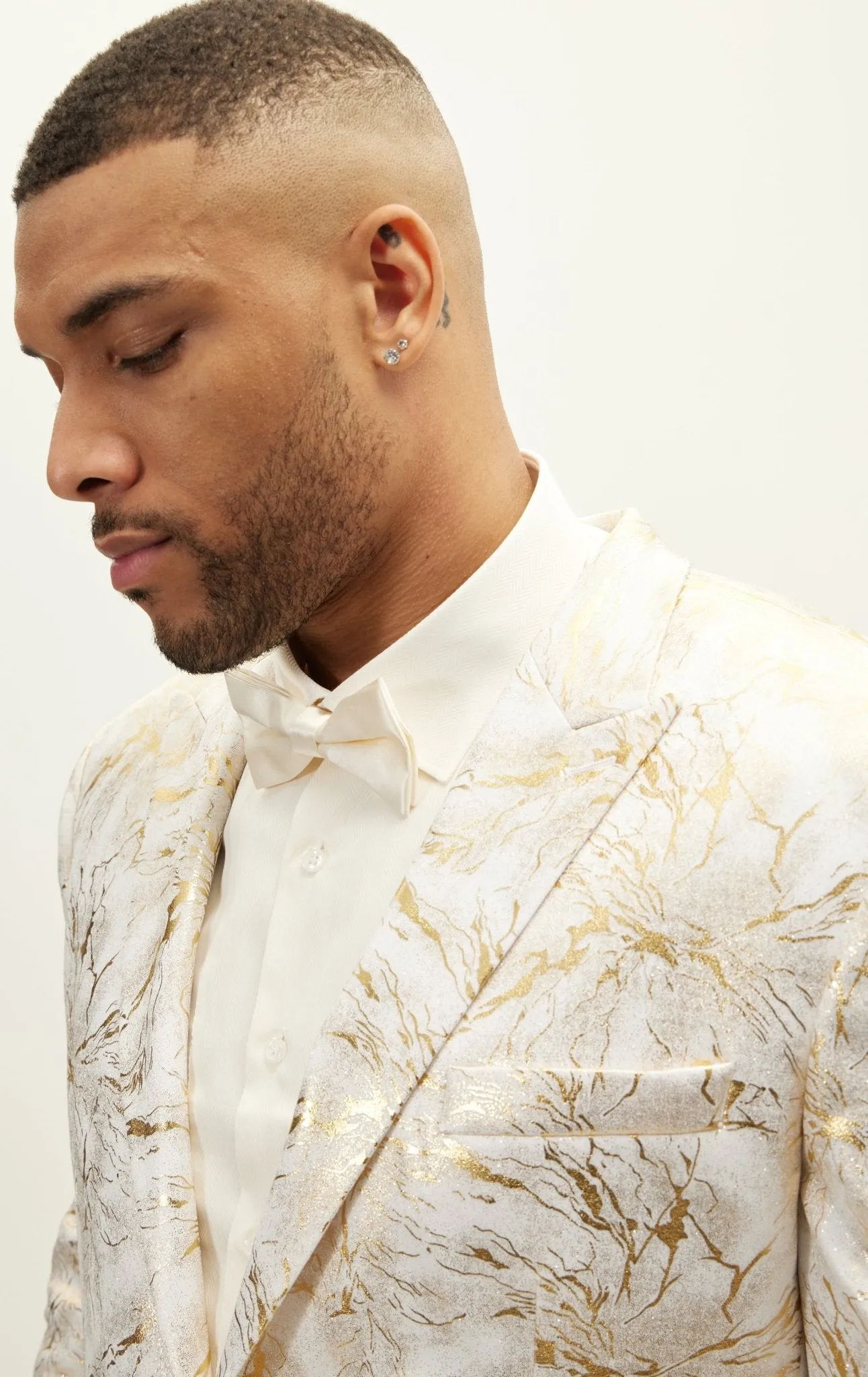 The Wet Look Electric Tuxedo Jacket - White Gold