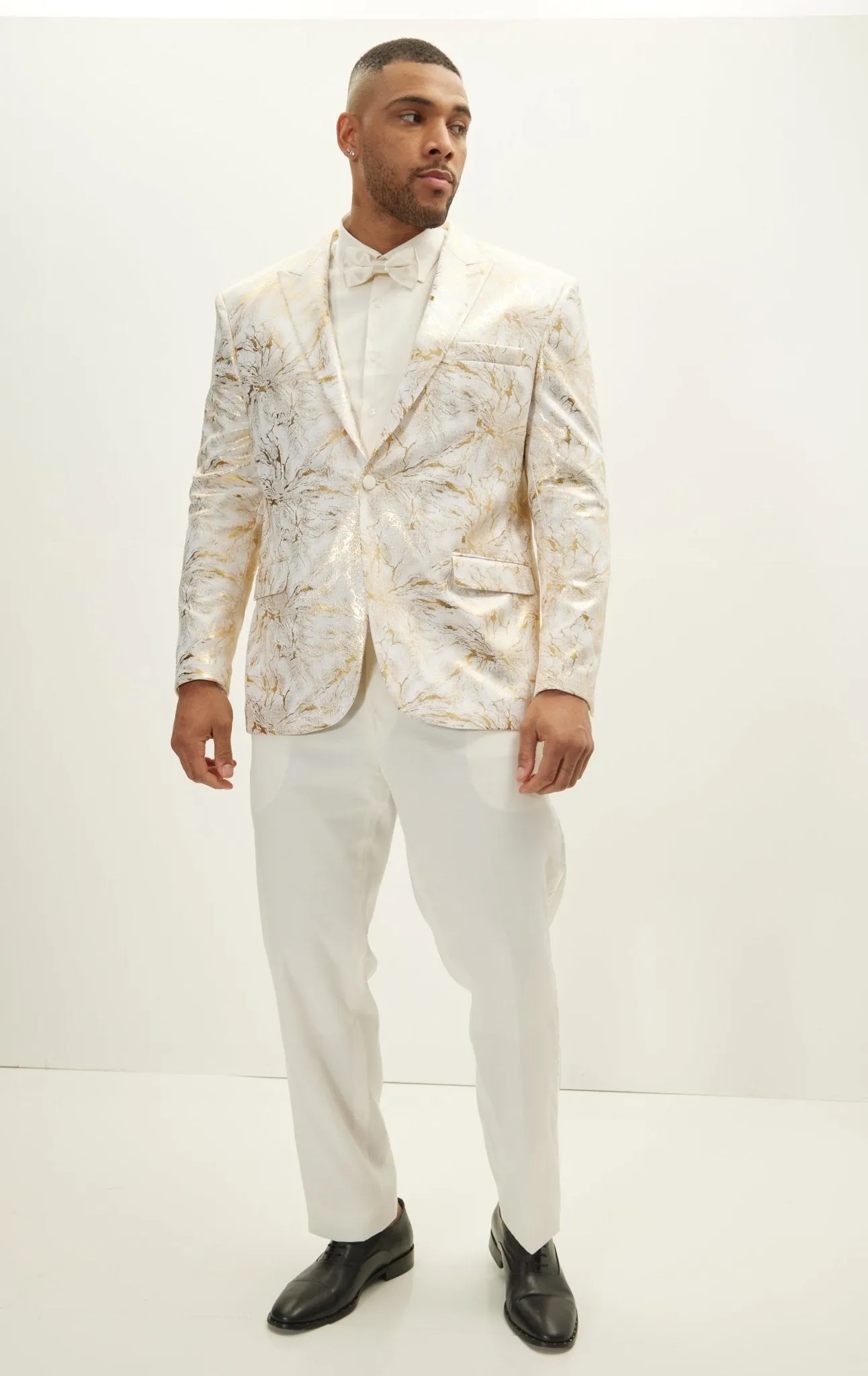 The Wet Look Electric Tuxedo Jacket - White Gold