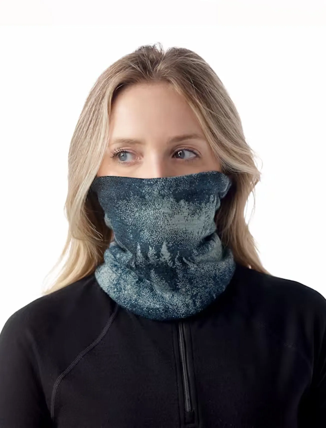 Thermal Reverse Neck Gaiter, Twilight Foggy Pines