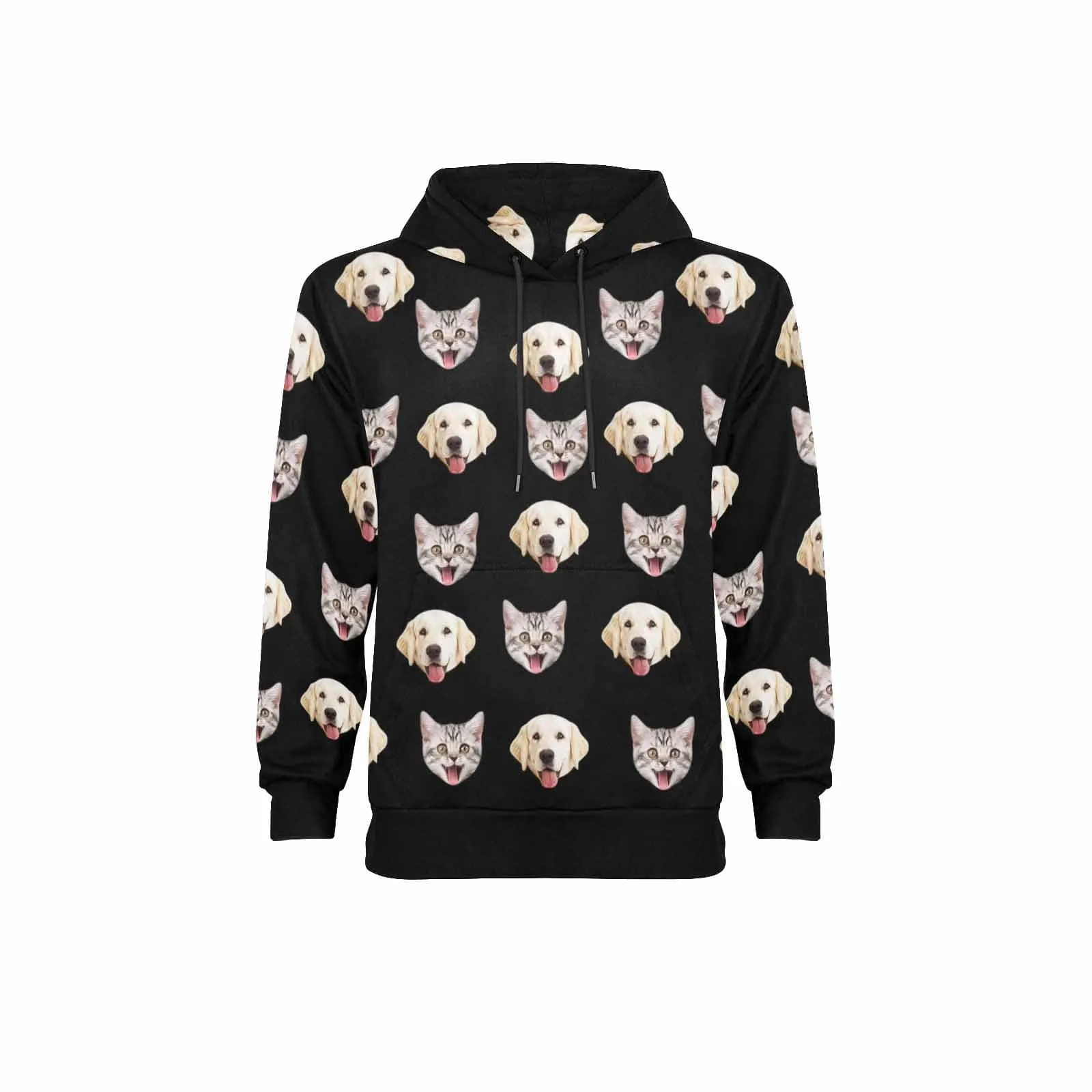[Thickened Fabric] Custom Faces Pet Dog Cat Men's Fleece Thickened Hoodies Personalized Turtleneck Pullover Hooded Design Your Own Hoodie