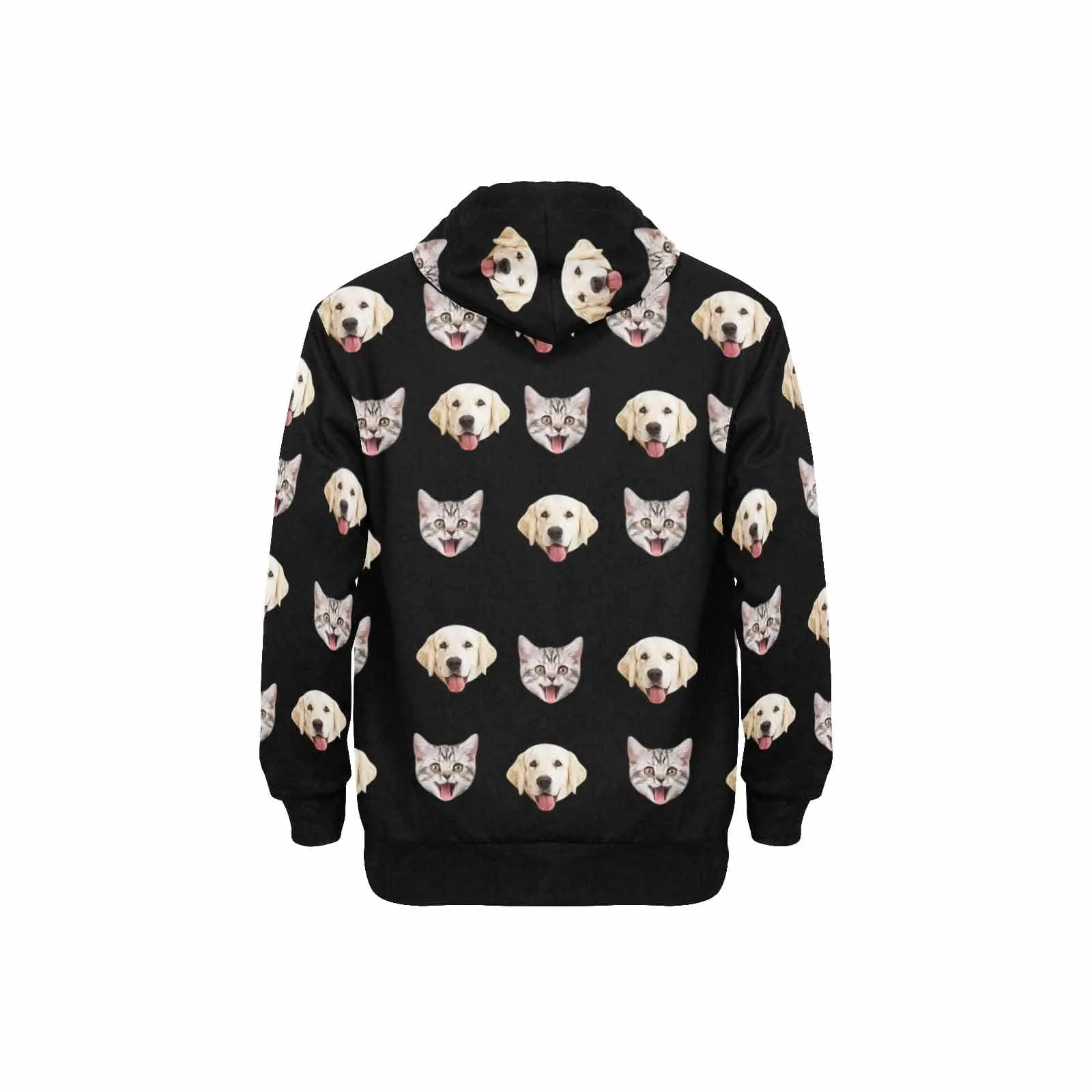 [Thickened Fabric] Custom Faces Pet Dog Cat Men's Fleece Thickened Hoodies Personalized Turtleneck Pullover Hooded Design Your Own Hoodie