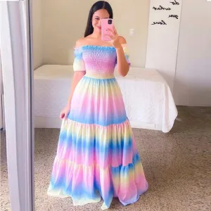 Tie Dye Colors Maxi Dress