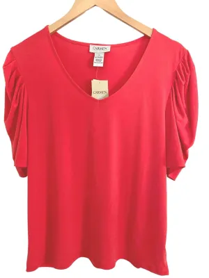Warm Spring Geranium Puff Sleeve Blouse