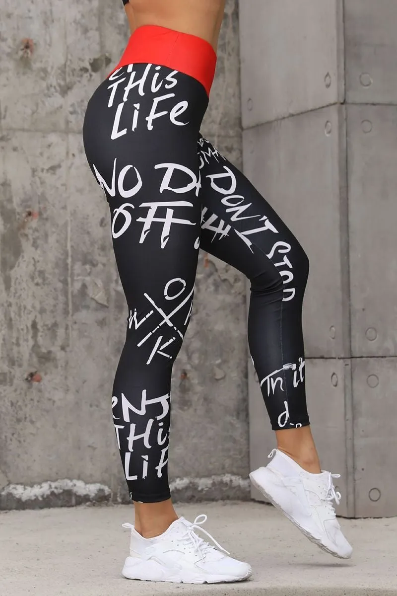 Wide Band Waist Graphic Leggings